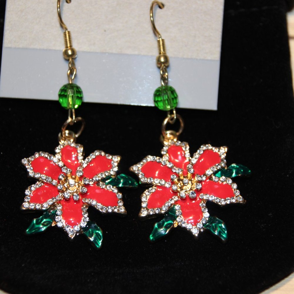 Christmas poinsettia earrings winter flower